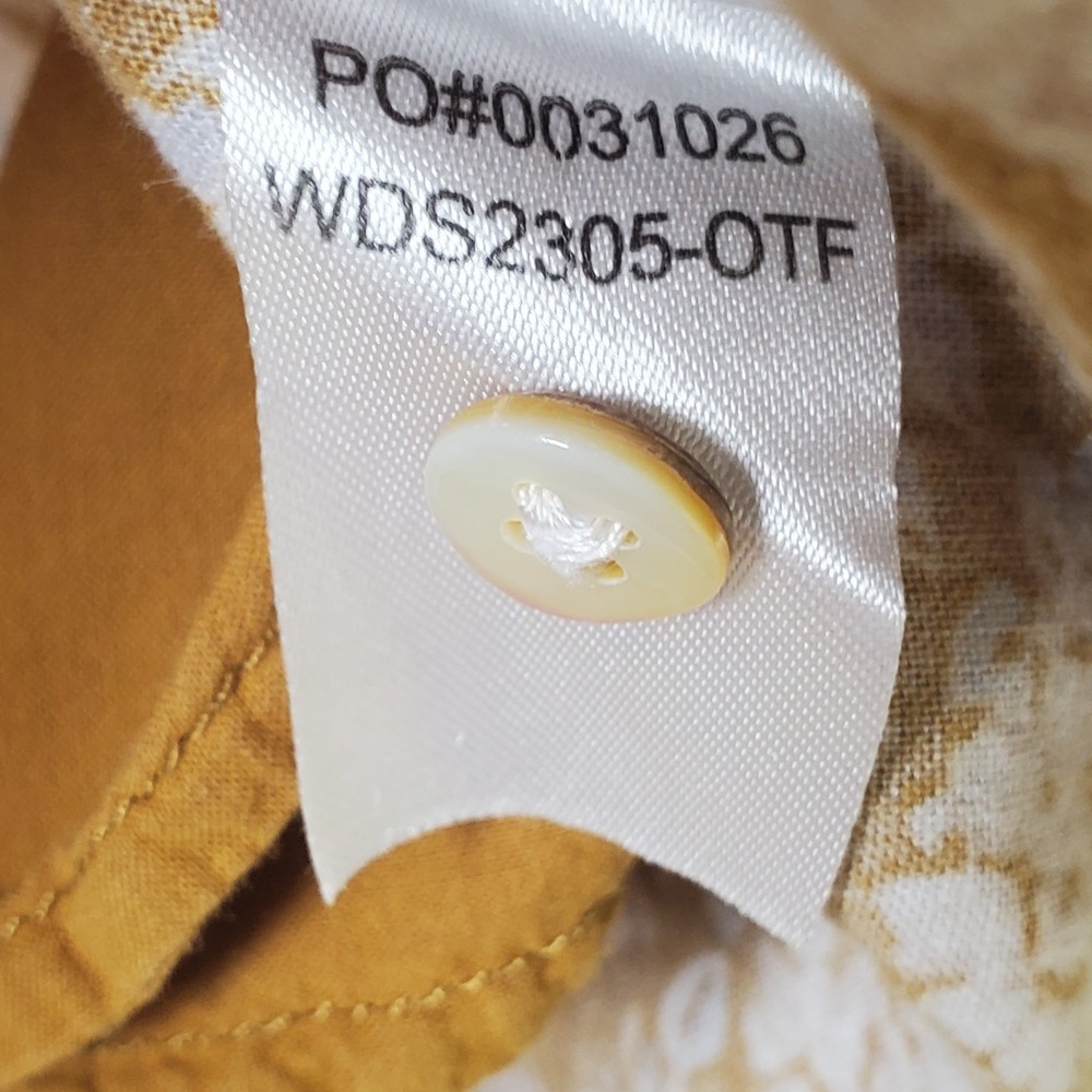 Faherty Hana Short Floral Dress Tan Small Linen Blend Prairie Cottagecore Pleats - Picture 8 of 8